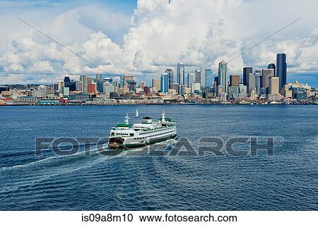 Aerial view of ferry, Seattle, Washington State, USA View Large Photo Image Stock Image - Aerial view of ferry, Seattle, Washington State, USA. Fotosearch