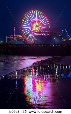 Stock Photography - Amusement park at night, Santa Monica, California, USA. Fotosearch