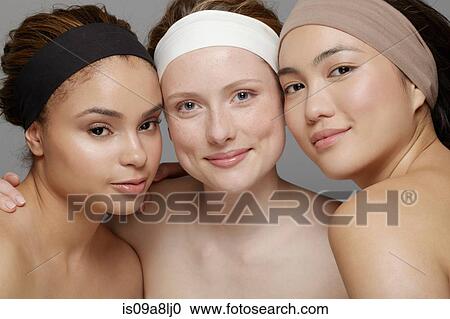 Beauty portrait of three young women View Large Photo Image Stock Image - Beauty portrait of three young women. Fotosearch