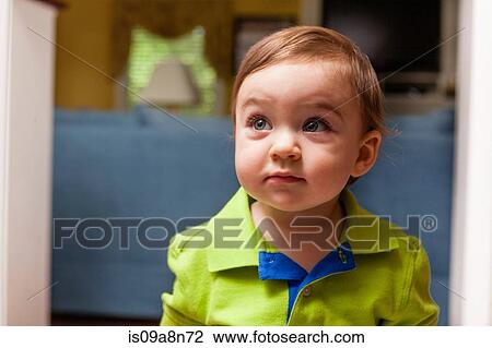 Stock Image - Close up portrait of young male toddler. Fotosearch