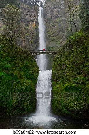 Footbridge and double cascade at Multnomah Falls, Columbia River Gorge, USA View Large Photo Image Stock Image - Footbridge and double cascade at Multnomah Falls, Columbia River Gorge, USA. Fotosearch