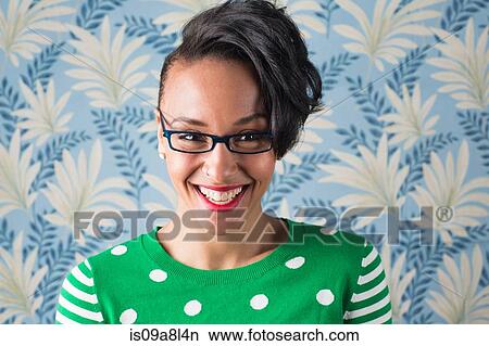 Retro style portrait of smiling woman View Large Photo Image Picture - Retro style portrait of smiling woman. Fotosearch