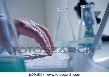 Stock Photo - Scientist using laptop in laboratory. Fotosearch