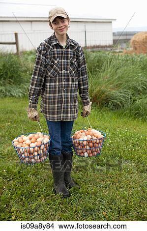 Boy carrying two baskets of eggs View Large Photo Image Picture - Boy carrying two baskets of eggs. Fotosearch
