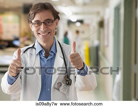 Stock Photo - Doctor with thumbs up. Fotosearch