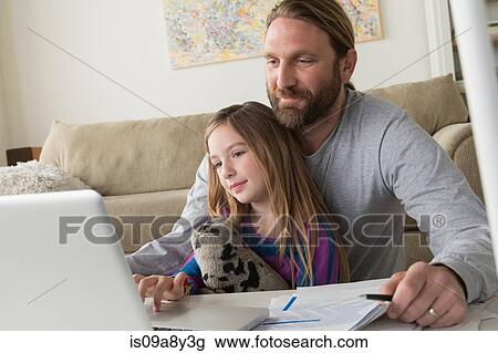 Father with child using laptop View Large Photo Image Stock Image - Father with child using laptop. Fotosearch