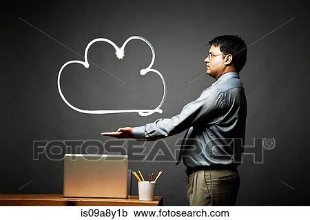 Stock Image - Man weighing a problem. Fotosearch