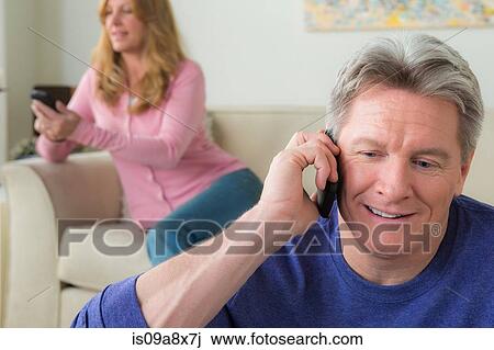 Mature man on cell phone View Large Photo Image Stock Image - Mature man on cell phone. Fotosearch