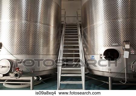 Metal vats in vineyard View Large Photo Image Picture - Metal vats in vineyard. Fotosearch