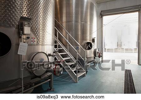 Metal vats in vineyard View Large Photo Image Stock Image - Metal vats in vineyard. Fotosearch