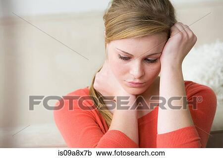 Sad teenage girl with hand on head View Large Photo Image Stock Image - Sad teenage girl with hand on head. Fotosearch