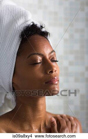 Woman relaxing after bath View Large Photo Image Picture - Woman relaxing after bath. Fotosearch