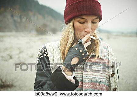 Stock Image - Woman smoking. Fotosearch