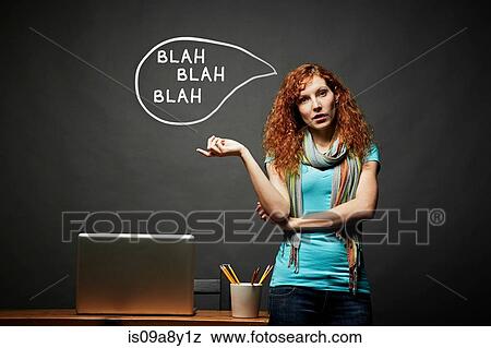 Woman talking continuously, blah blah blah speech bubble View Large Photo Image Stock Photo - Woman talking continuously, blah blah blah speech bubble. Fotosearch