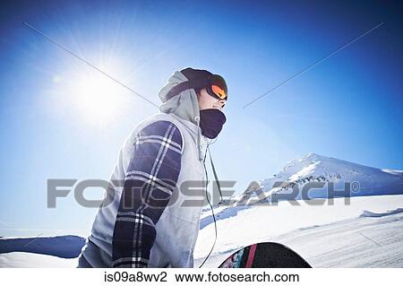 Woman wearing skiwear at top of mountain View Large Photo Image Stock Image - Woman wearing skiwear at top of mountain. Fotosearch