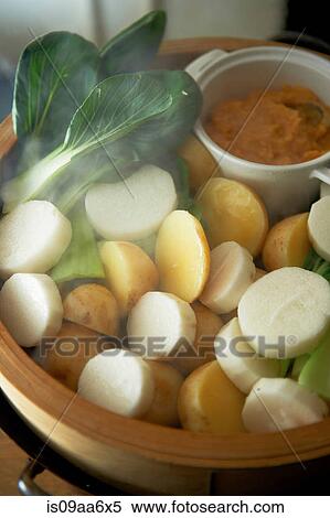 Bowl of steamed vegetables and pak choy View Large Photo Image Stock Photography - Bowl of steamed vegetables and pak choy. Fotosearch