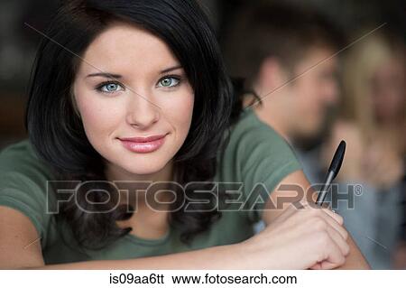 Close up portrait of teenage girl coffee house View Large Photo Image Stock Photograph - Close up portrait of teenage girl coffee house. Fotosearch