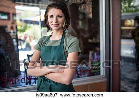 Portrait of teenage girl outside cafe View Large Photo Image Stock Photo - Portrait of teenage girl outside cafe. Fotosearch