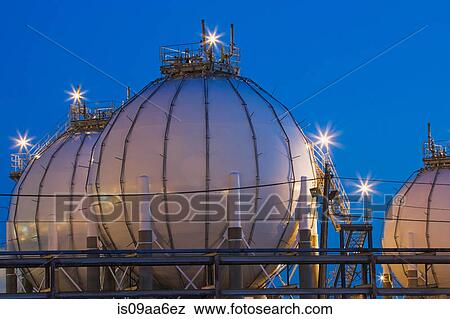 Stock Photo - Refinery storage tanks, Montreal, Quebec, Canada. Fotosearch