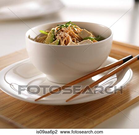 Soba noodles and tofu in white bowl View Large Photo Image Stock Image - Soba noodles and tofu in white bowl. Fotosearch