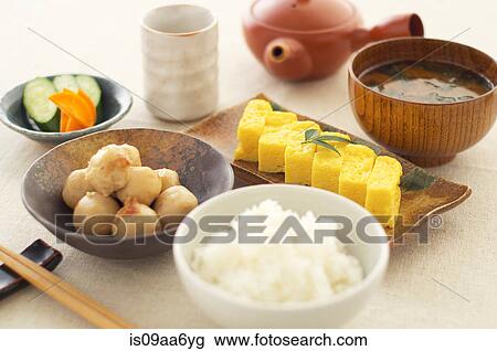 Still life of japanese dumplings, omelette and soup View Large Photo Image Stock Image - Still life of japanese dumplings, omelette and soup. Fotosearch