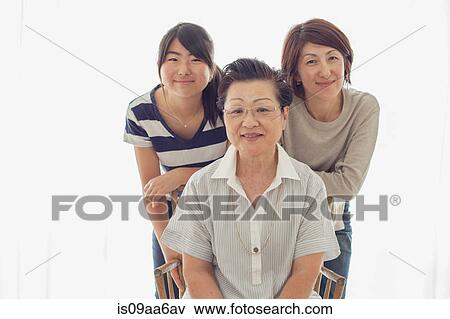 Stock Photo - Three female relatives, portrait. Fotosearch