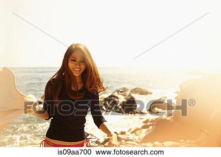 Young woman with towel, Palos Verdes, California, USA View Large Photo Image Stock Image - Young woman with towel, Palos Verdes, California, USA. Fotosearch