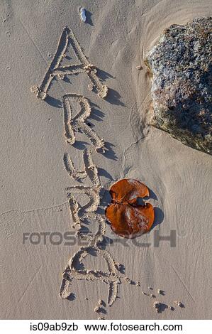 Aruba written on sand View Large Photo Image Stock Image - Aruba written on sand. Fotosearch