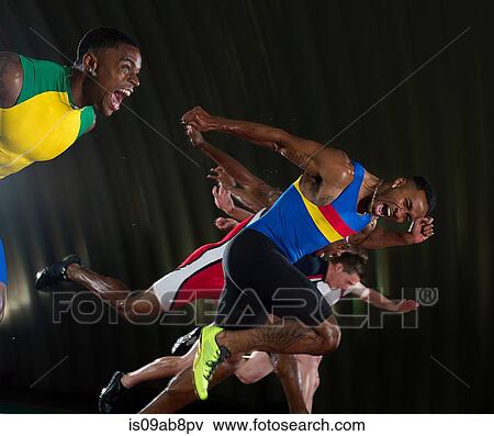 Stock Photo - Athletes finishing race. Fotosearch