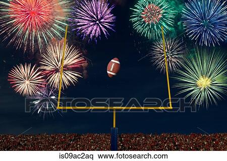 Fireworks, american football and goal at night View Large Photo Image Stock Photography - Fireworks, american football and goal at night. Fotosearch