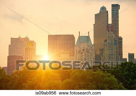 New York skyline over central park, New York City, USA View Large Photo Image Stock Photograph - New York skyline over central park, New York City, USA. Fotosearch