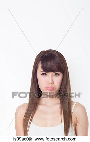 Portrait of woman sulking View Large Photo Image Stock Image - Portrait of woman sulking. Fotosearch