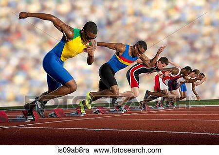 Six athletes starting race View Large Photo Image Stock Image - Six athletes starting race. Fotosearch