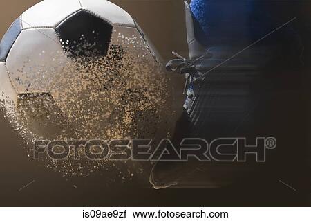 Stock Image - Close up soccer player and football with blurred motion. Fotosearch