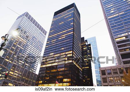 Picture - Office blocks at dusk, Manhattan, New York City, USA. Fotosearch