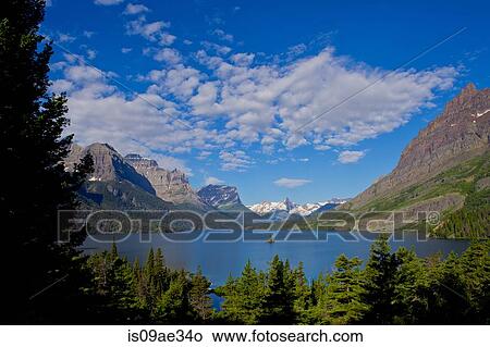 Picture - St Mary Lake, Glacier National Park, Montana, USA. Fotosearch