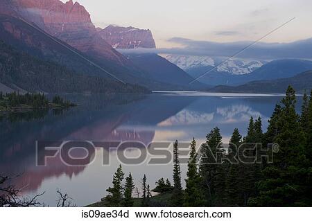 Stock Image - St Mary Lake, Glacier National Park, Montana, USA. Fotosearch