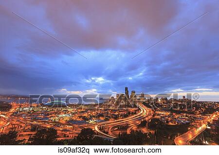 Stock Photography - Aerial view of South Seattle and Interstate 5, Washington State. Fotosearch