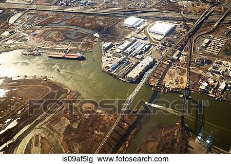 Aerial view of urban landscape with river and industry, New Jersey, USA View Large Photo Image Stock Image - Aerial view of urban landscape with river and industry, New Jersey, USA. Fotosearch