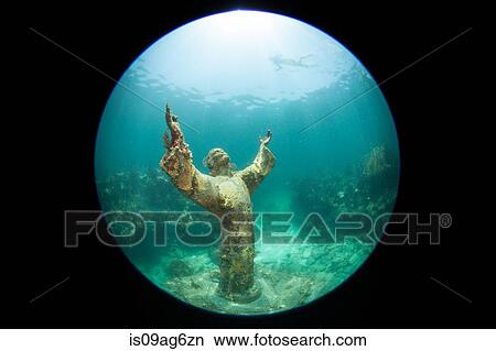 Statue of Christ of the Abyss. View Large Photo Image Picture - Statue of Christ of the Abyss.. Fotosearch