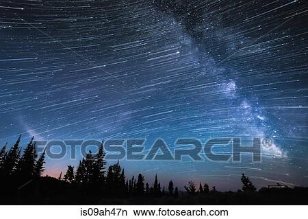 Milky way, hour-long time exposure, Osoyoos, British Columbia, Canada View Large Photo Image Picture - Milky way, hour-long time exposure, Osoyoos, British Columbia, Canada. Fotosearch