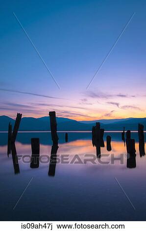 Old wooden dock stilts in Okanagan Lake, Naramata, British Columbia, Canada View Large Photo Image Stock Image - Old wooden dock stilts in Okanagan Lake, Naramata, British Columbia, Canada. Fotosearch