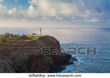 View of lighthouse on headland, Kaua'i, Hawaii, USA View Large Photo Image Stock Photography - View of lighthouse on headland, Kaua'i, Hawaii, USA. Fotosearch