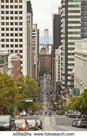 City street and Bay Bridge, San Francisco, California, USA View Large Photo Image Stock Image - City street and Bay Bridge, San Francisco, California, USA. Fotosearch