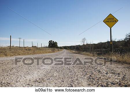 Empty dirt road with sign, Texas, USA View Large Photo Image Picture - Empty dirt road with sign, Texas, USA. Fotosearch