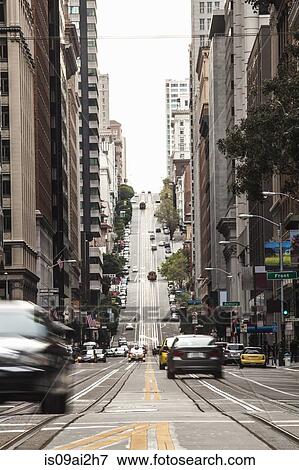 Traffic moving on city street, San Francisco, California, USA View Large Photo Image Stock Photo - Traffic moving on city street, San Francisco, California, USA. Fotosearch