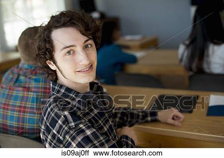 University student in classroom, portrait View Large Photo Image Stock Image - University student in classroom, portrait. Fotosearch