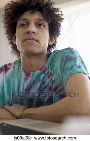 University student wearing tie died t shirt View Large Photo Image Stock Image - University student wearing tie died t shirt. Fotosearch