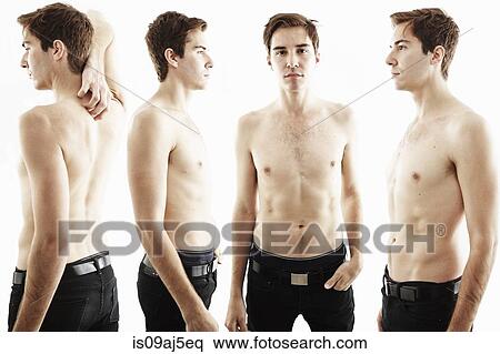 Stock Photography - Four time multi exposure of young man turning around. Fotosearch