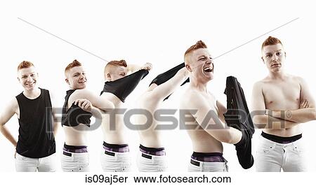 Stock Photography - Six time multi exposure of young man undressing. Fotosearch